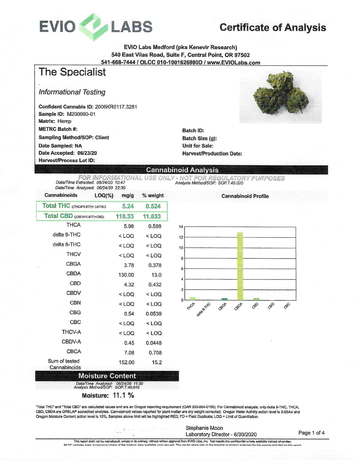 The Specialist CBD Hemp Flower COA - BackWoodz CBD